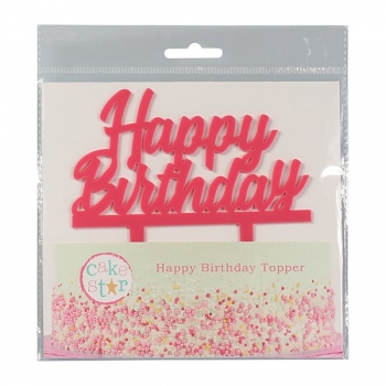 Cake Topper - Happy Birthday Pink